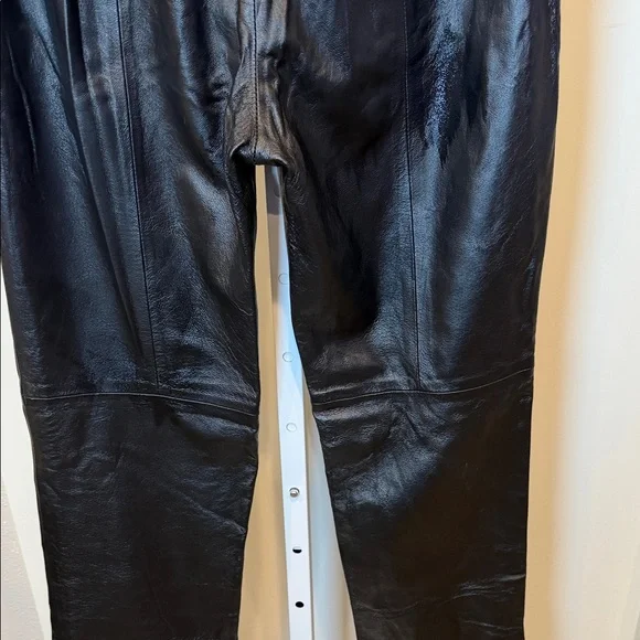 CLIO 100% Genuine Leather Straight-Leg Trousers Fully Lined | Size 8 (M-L) EUC - Picture 7 of 10